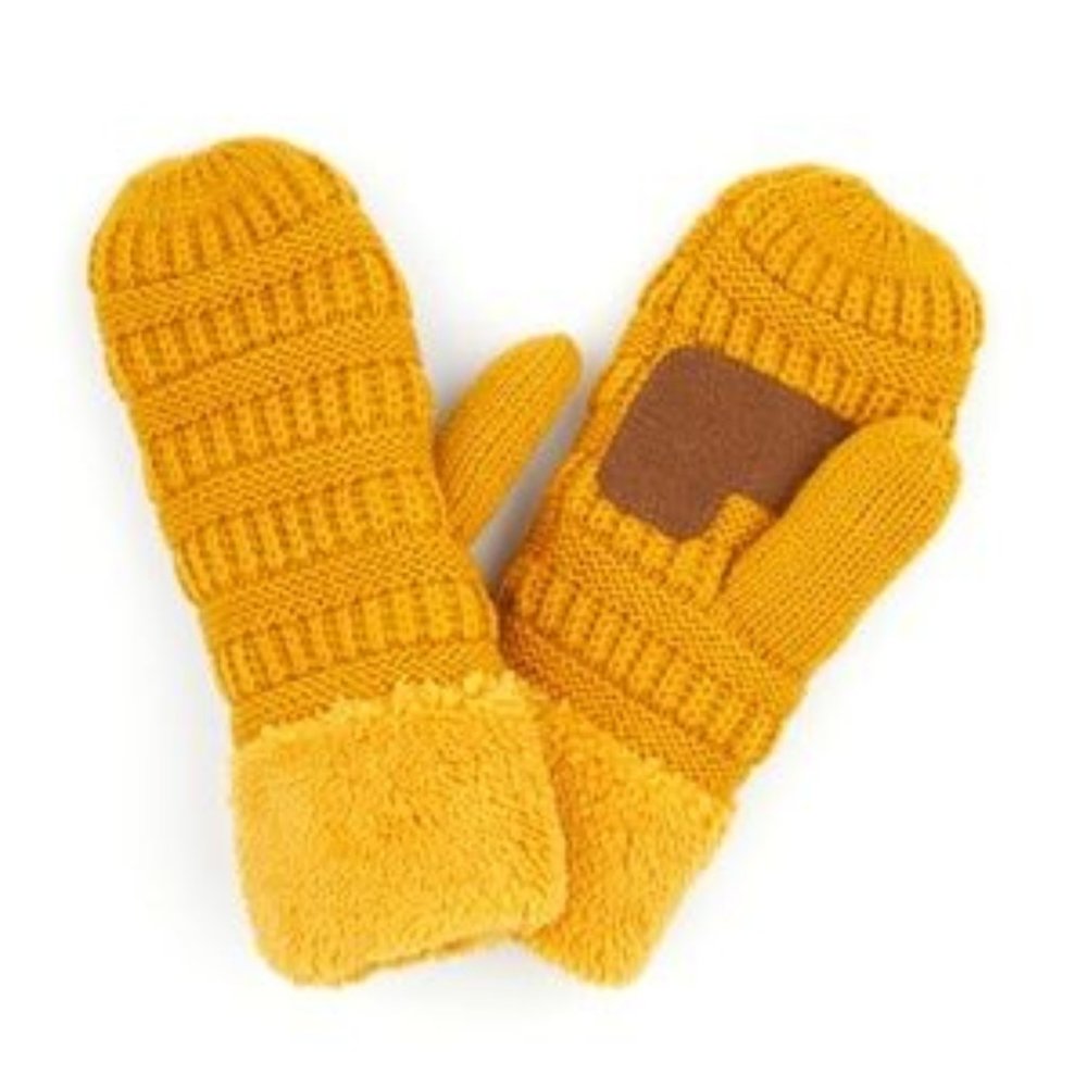 C.C Kids Ribbed Knit Mitten Gloves